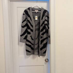 Gray and Black Zebra Pattern Sweater